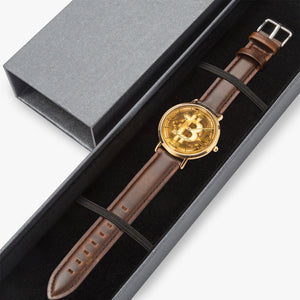 PLS BTC Ultra-Thin Leather Strap Quartz Watch (Rose Gold)