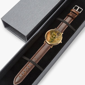PLS ETH Ultra-Thin Leather Strap Quartz Watch (Rose Gold)